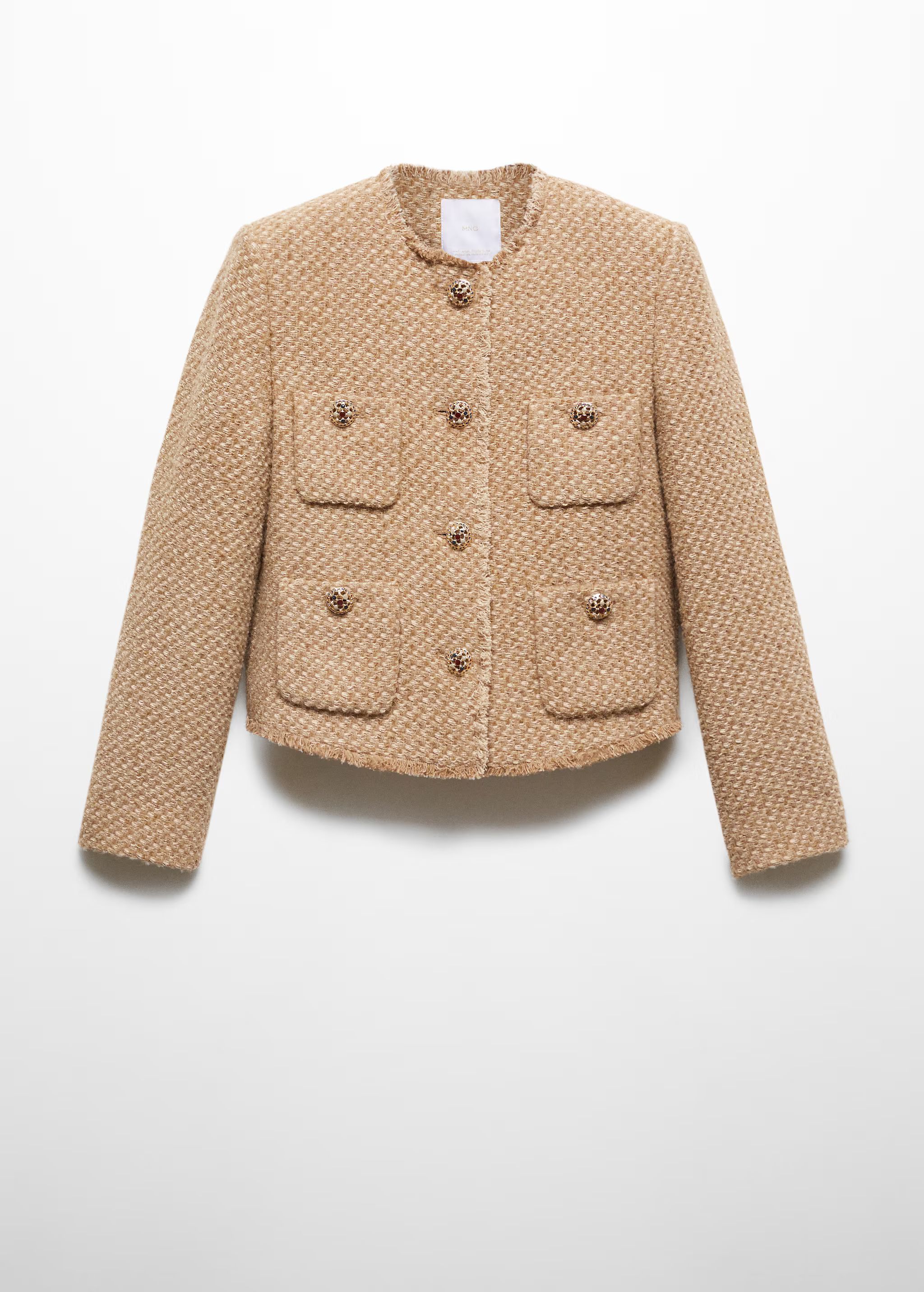 Tweed jacket with jewel buttons | MANGO (UK)