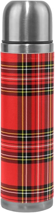 Christmas New Year Tartan Plaid Vacuum Water Bottle Insulated Water Bottle Stainless Steel Double... | Amazon (US)