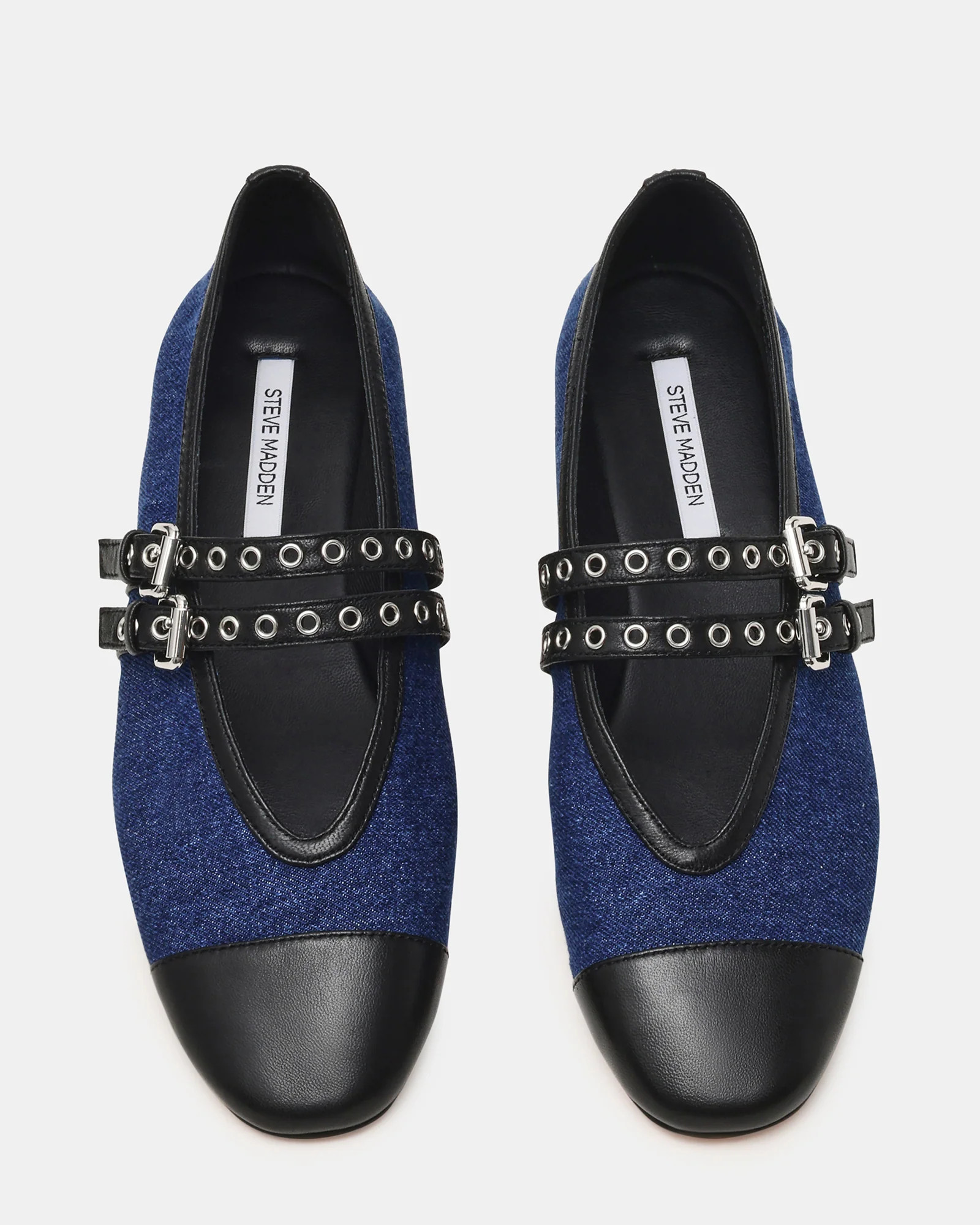 LYDIA Cap Black Denim Mary Jane Ballet Women's Flat | Steve Madden (US)