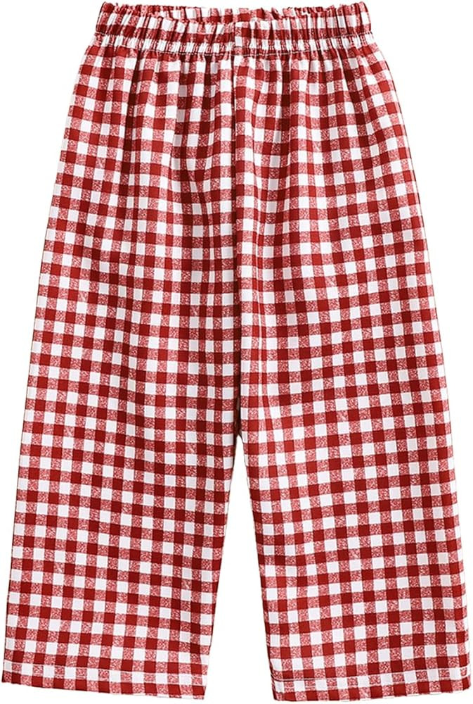 Toddler Baby Boy Girl Gingham Pants Retro Elastic Waist Checkered Plaid Long Pants Casual Sweatpa... | Amazon (US)