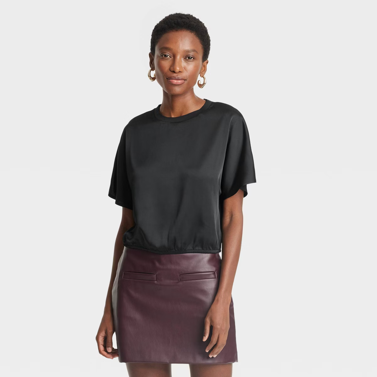 Women's Short Sleeve Satin Blouse - A New Day™ | Target