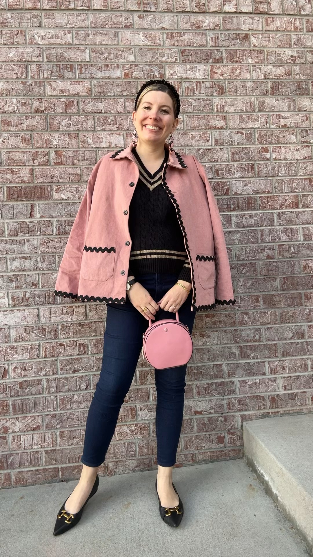 A little Ric Rac trim will make any day better. 

Ric Rac Jacket - Sister Jane (linked)
Sweater - Lauren Ralph Lauren
Jeans - Express (similar linked)
Bag - Kate Spade (linked)
Watch - Tory Burch
Flats - Boden (linked)
Headband - Lele Sadoughi (similar linked)
Earrings - Baublebar

#LTKShoeCrush #LTKSeasonal #LTKWatchNow