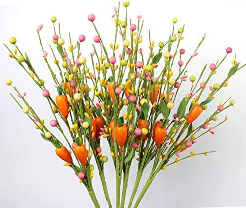 6 pcs Artificial Easter Stems, Colorful Berry Picks Berry Stems with Carrots for Home Centerpiece Va | Amazon (US)