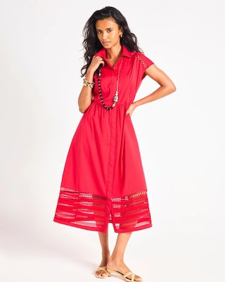 Lace Trim Midi Shirtdress | Chico's