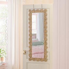 Scallop Rattan Over-the-Door Mirror (17.5"x57") | Pottery Barn Teen