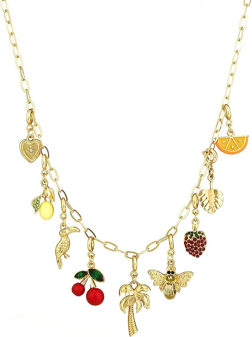 RR RAMBLING ROSE 14K Gold Plated DIY Fruit Necklace， For Women Girls Cute Summer Tropical Fruit... | Amazon (US)