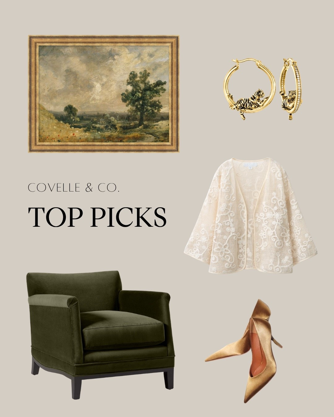 Olive isn’t just a color… it’s a whole mood.

The shade that somehow feels grounded and elevated. Bold without trying. Timeless, but never boring. It’s the quiet luxury your space (and your closet) didn’t know it was missing.
From sitting that instantly warms a living room, to statement pieces that pull a room together, to fashion finds that make you look effortlessly put-together… olive does what most colors can’t—it adapts, enhances, and elevates everything around it.

This month’s Top Picks are proof: when design and style meet intention, even the simplest tone becomes unforgettable.
Save this for your next refresh, send it to someone who lives for a good neutral-with-a-twist, and tell us—are you bringing olive into your home, your wardrobe… or both? 👀

#CovelleAndCo #DesignBuildSell #InteriorDesignInspo #OliveAesthetic #EffortlessStyle

#LTKSeasonal #LTKSaleAlert #LTKHome