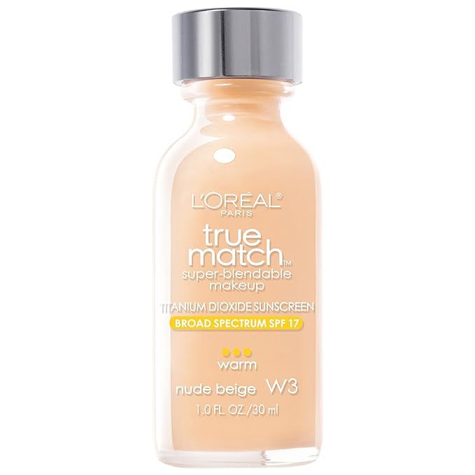 L'Oreal Paris Makeup True Match Super-Blendable Liquid Foundation, Nude Beige W3, 1 Fl Oz,1 Count | Amazon (US)