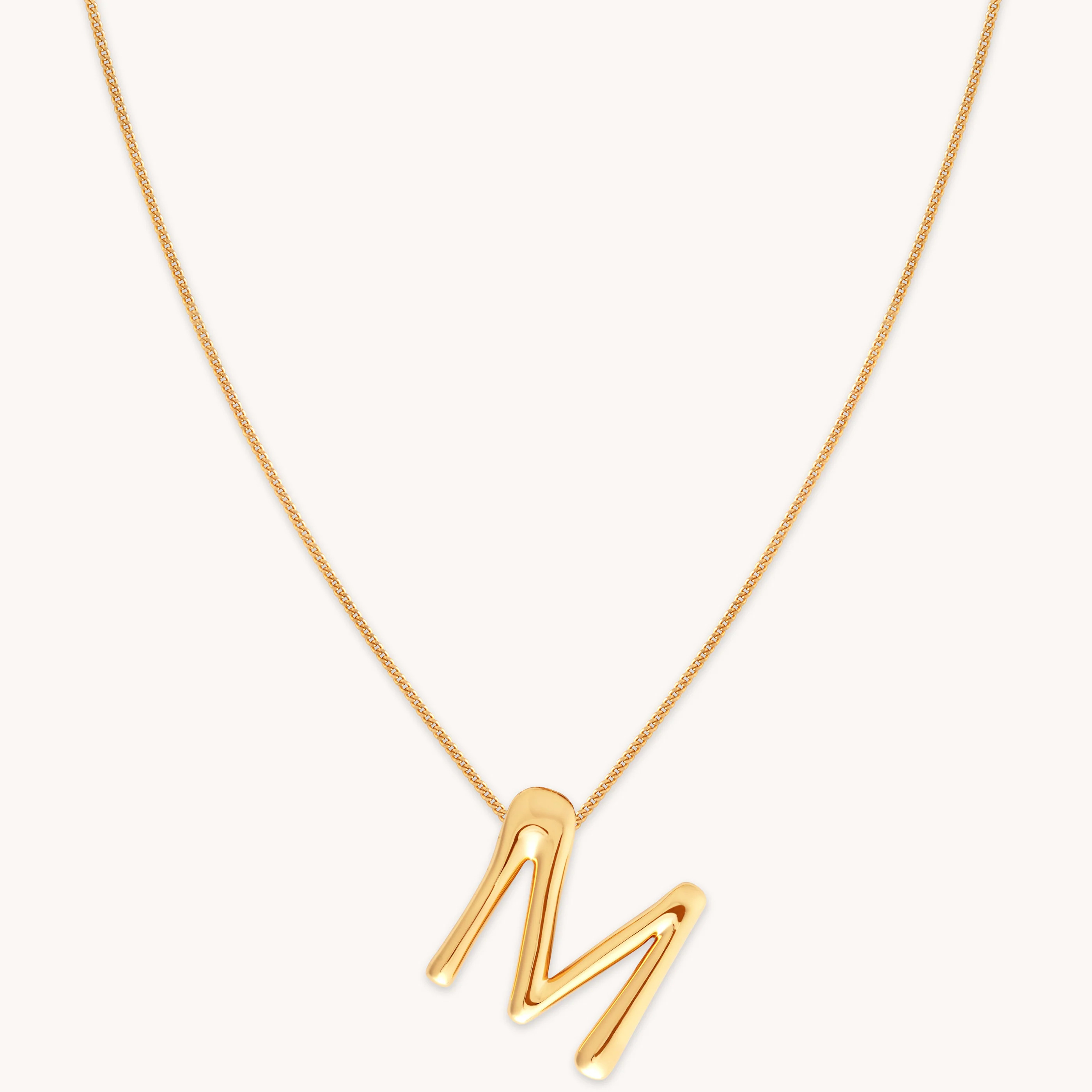 M Initial Bold Pendant Necklace in Gold | Astrid & Miyu UK