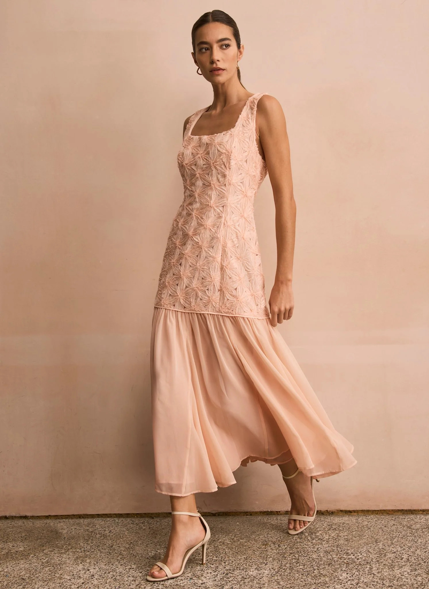 Pink Floral Texture Maxi Dress | Mint Velvet