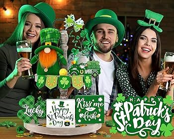 21 PCS St. Patrick's Day Decorations for Home St. Patrick's Day Tiered Tray Decor Set - Shamrock ... | Amazon (US)