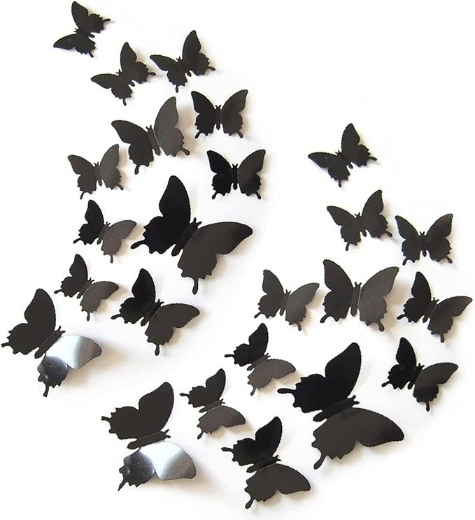 24pcs DIY Mirror Butterfly, 3D Butterfly Removable Mural Stickers Wall Stickers Decal Wall Decor ... | Amazon (CA)