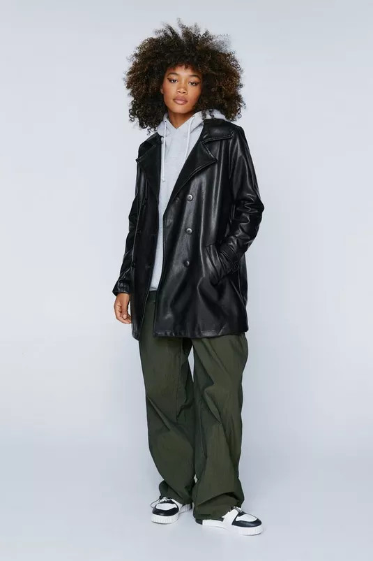 Faux Leather Longline Jacket | Nasty Gal (US)