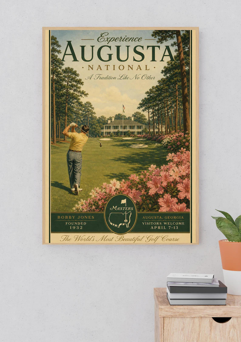 Retro Augusta National Golf Print | Vintage Masters Wall Art (Digital Download) | Etsy (Global)
