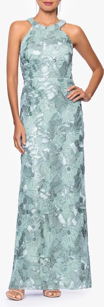 Sequin Floral Sleeveless Gown | Nordstrom