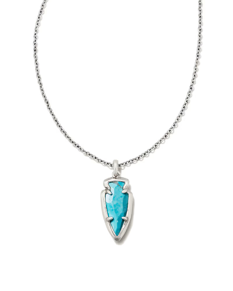 Skylar Vintage Silver Short Pendant Necklace in Variegated Dark Teal Magnesite | Kendra Scott