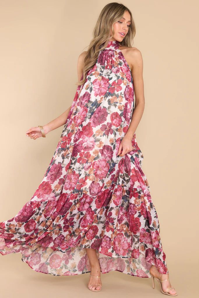 Singing Love Songs Ivory Multi Floral Print Maxi Dress | Red Dress 