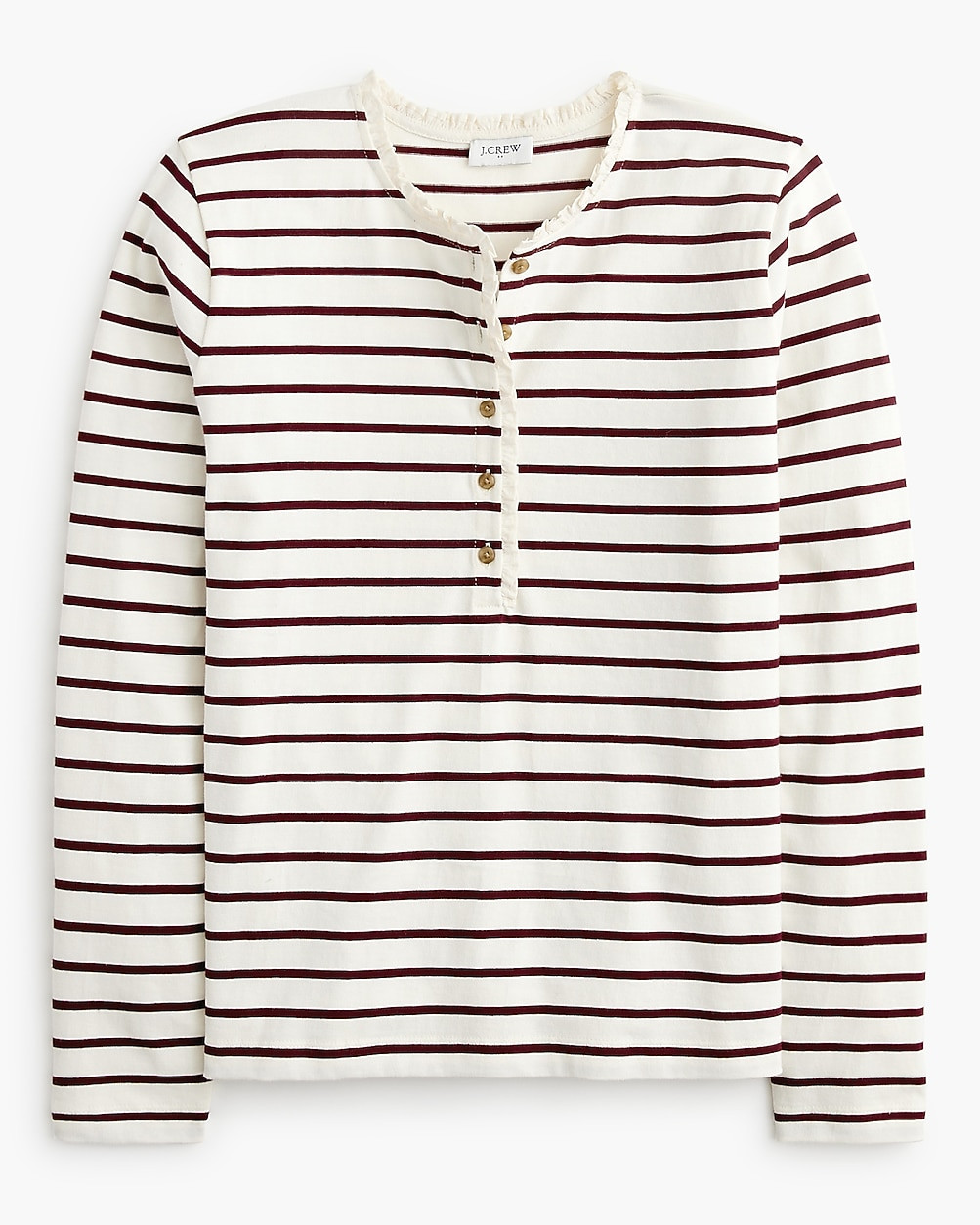 Striped ruffle-collar henley | J.Crew Factory