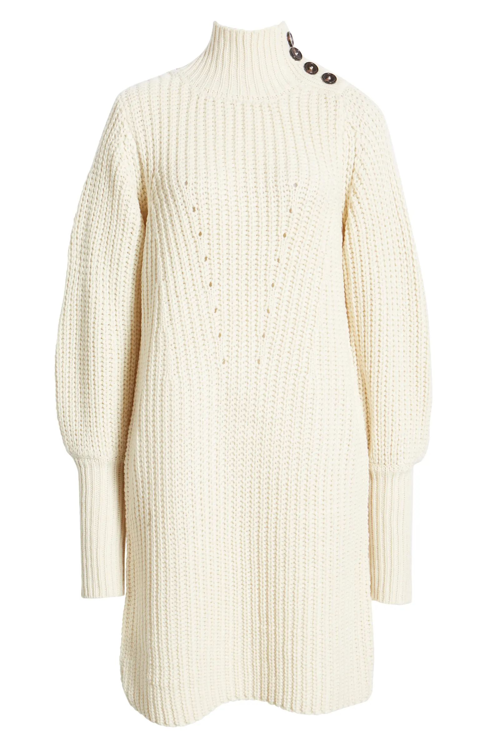 MOON RIVER Button Detail Turtleneck Long Sleeve Sweater Dress | Nordstrom | Nordstrom
