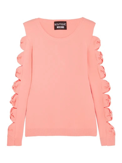 Cutout bow-detailed stretch-knit sweater | NET-A-PORTER (US)