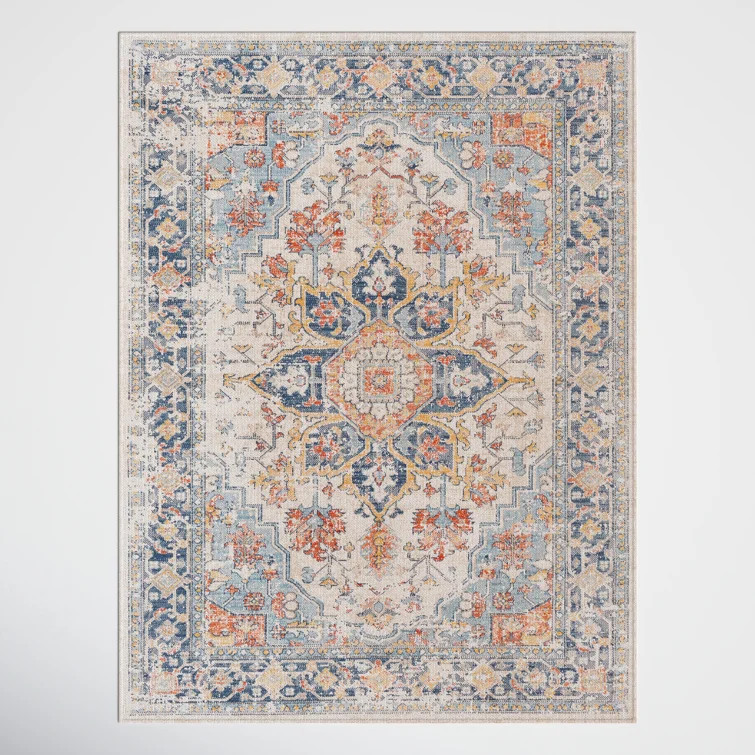 Robert Navy/Brick Red/Cream Indoor/Outdoor Rug | Wayfair North America