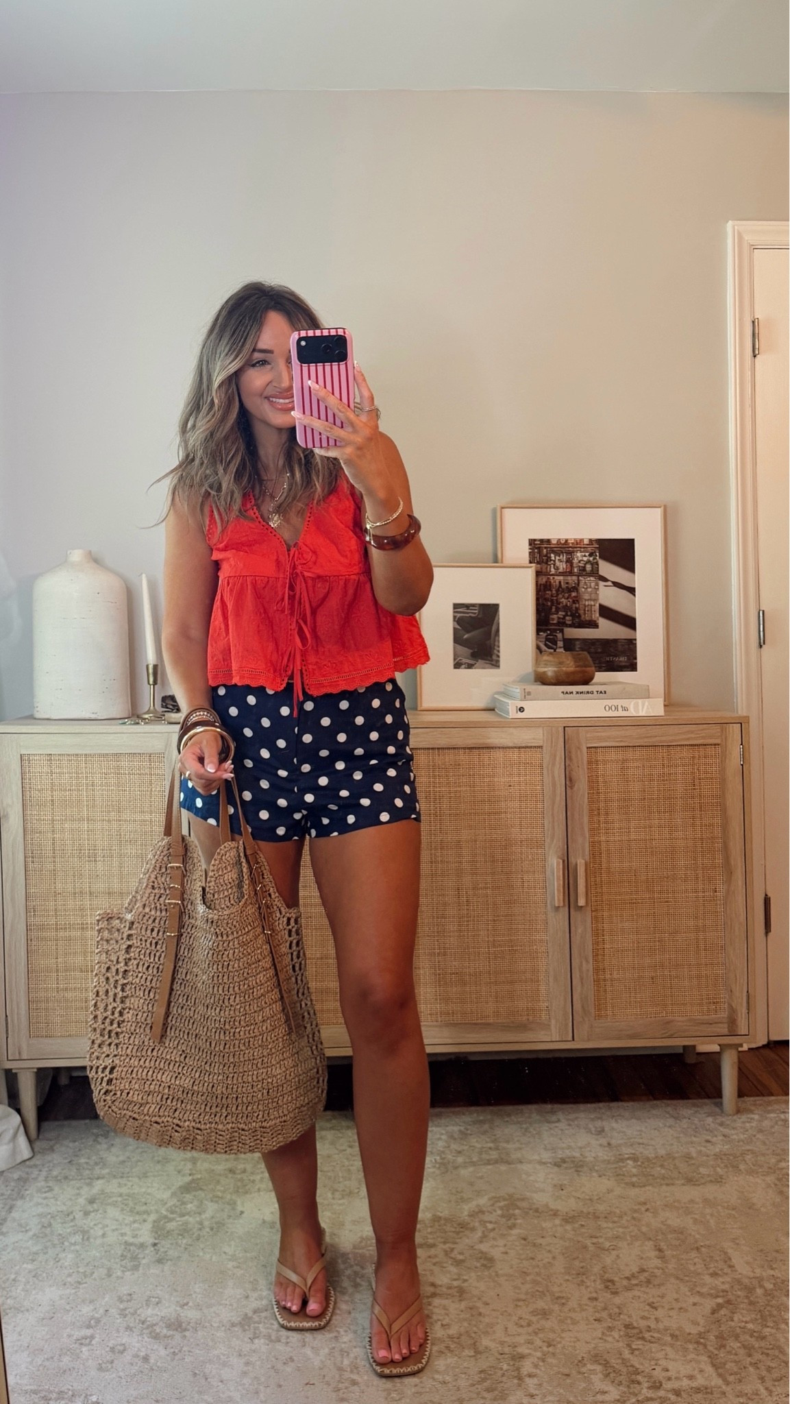 35% off with LEANN35 if expired use code LEANN30 ✨❤️ polka dots + a pop of red! so cute for the lake, beach, 4th of july! size S top,  size M shorts (these are short but soo cute). they have a hidden front zipper. summer outfit, beach vacation @VICI

#LTKootd