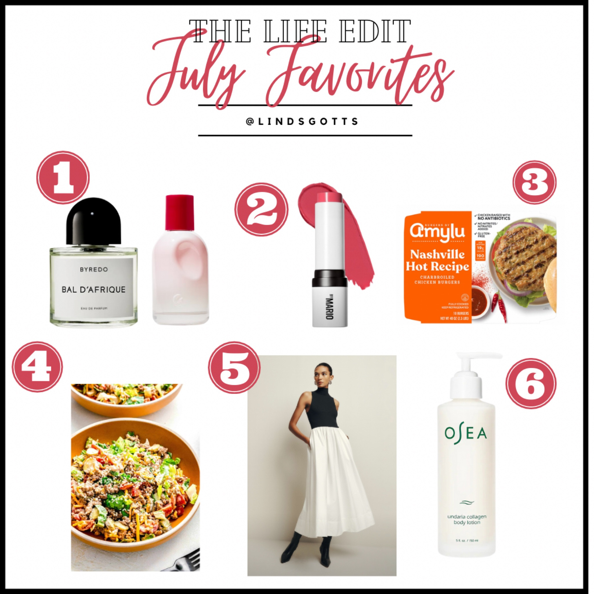 July favorites- a few days late. 

▫️ This luxe perfume combo 
▫️Watermelon  blush 🍉 = the perfect summer shade 
▫️Amylu chicken burgers - the easiest dinner 
▫️Big Mac Salads courtesy of Table for Two
▫️My new favorite dress 
▫️ The best lightweight, firming lotion 

#LTKSeasonal #LTKStyleTip #LTKBeauty