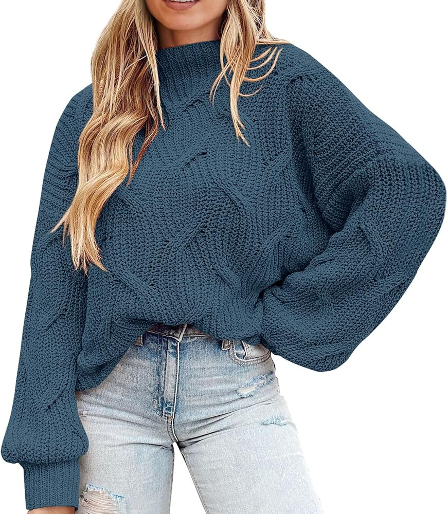 PRETTYGARDEN Women's Fall Oversized Pullover Sweaters Casual Crewneck Long Sleeve Chunky Cable Kn... | Amazon (US)