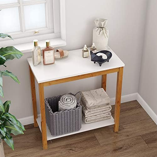 BAMEOS Bamboo Side Table Console Side Table, 2-Tier End Accent Table with Storage Shelf, Modern Furn | Amazon (US)