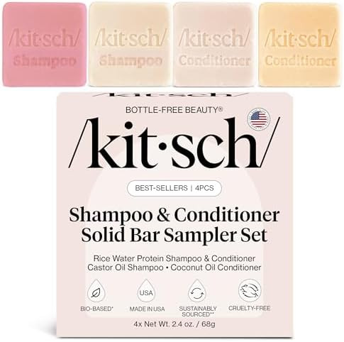 Kitsch Shampoo and Conditioner Set - 4pc Sampler Bars with Rice Water Shampoo and Conditioner, Ca... | Amazon (US)
