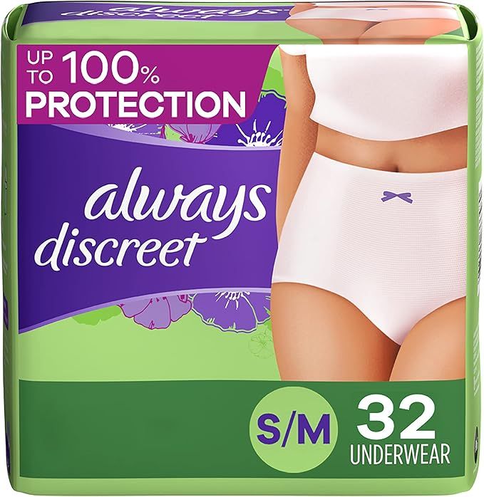 Always Discreet Incontinence & Postpartum Incontinence Underwear for Women, Small/Medium, Maximum... | Amazon (US)
