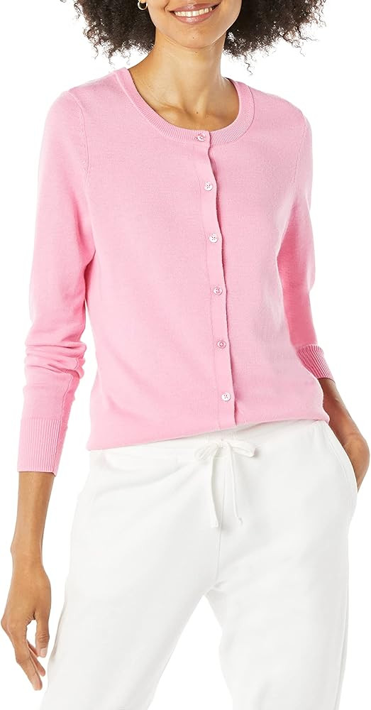 Amazon Essentials Women's Lightweight Crewneck Cardigan Sweater (Available in Plus Size) | Amazon (US)