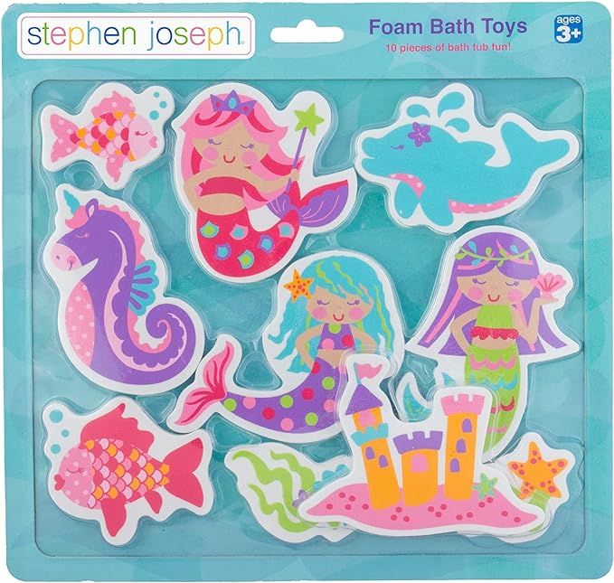 Stephen Joseph, Floating Foam Bath Character 10-Piece Toy Set, Mermaid | Amazon (US)