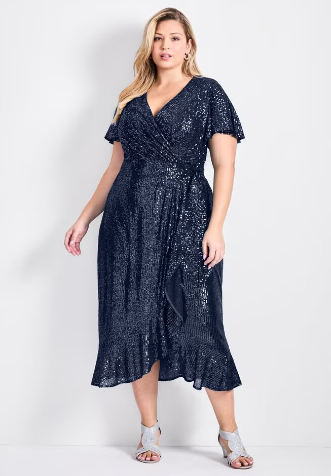 Nina Sequin Wrap Dress | Avenue