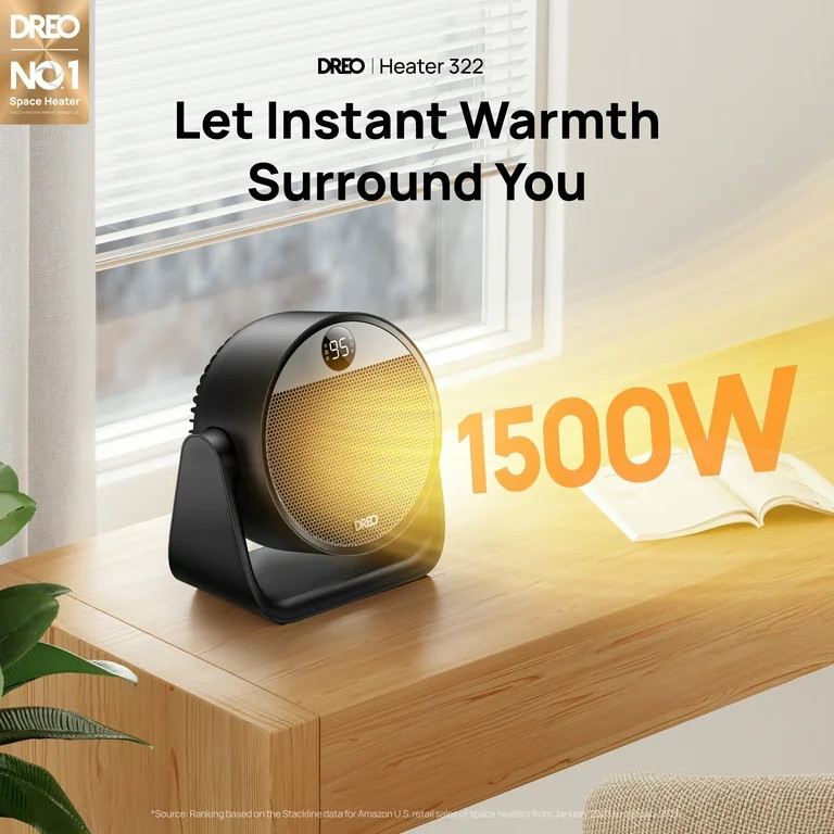 DREO Heater, Space Heater with 60° Adjustable Tilt, 1500W Electric Heaters for Inside with Therm... | Walmart (US)