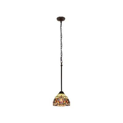 Zainab Tiffany-Style Dark Bronze 1 Light Mini Pendant 8" Wide | Wayfair North America