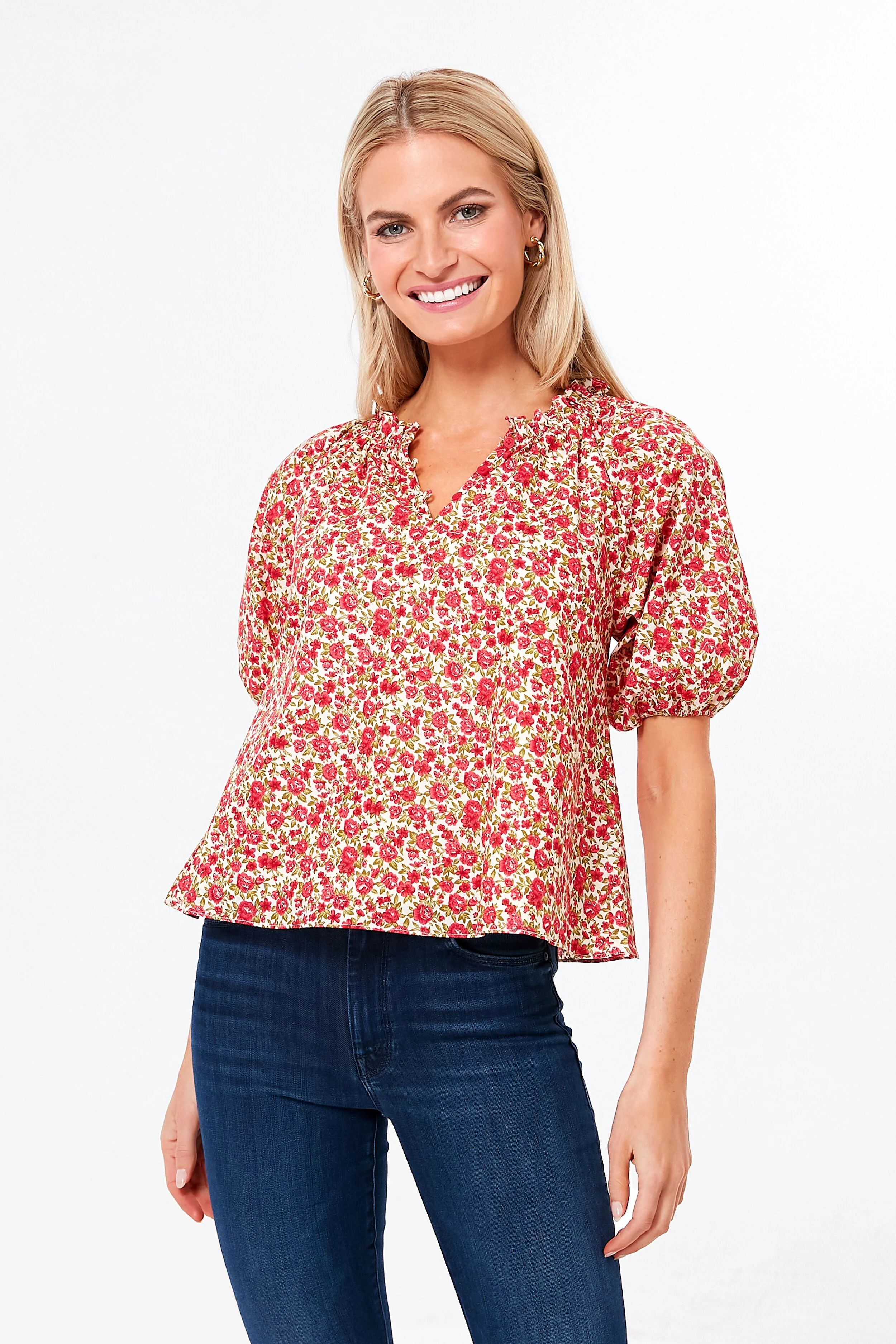 Red Floral Emily Blouse | Tuckernuck (US)
