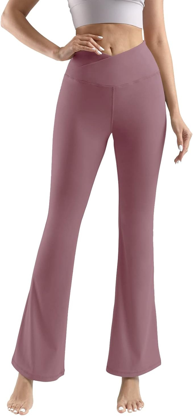 LAVPANY Flare Leggings for Women V Crossover High Waisted Casual Bootcut Yoga Pants Stretchy Work... | Amazon (US)