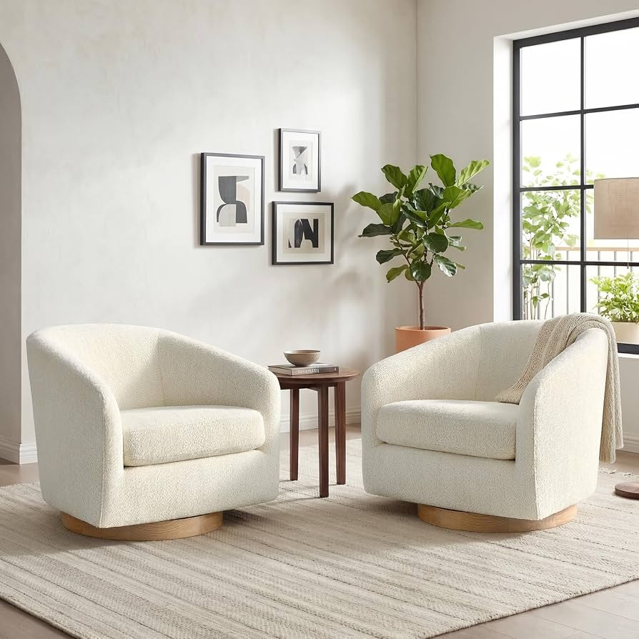 CHITA Swivel Accent Chair Set of 2, Fully Assembled Fabric Barrel Armchair with FSC Certified Uph... | Amazon (US)