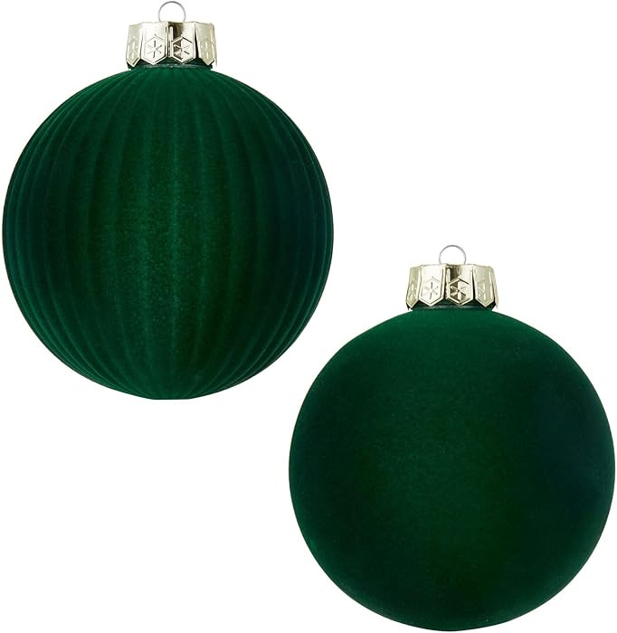 Velvet Christmas Balls Large Hanging Shatterproof Flocked Christmas Tree Ornaments for Xmas Tree ... | Amazon (US)