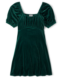 Womens Matching Family Velour A-Line Dress - green | The Children's Place