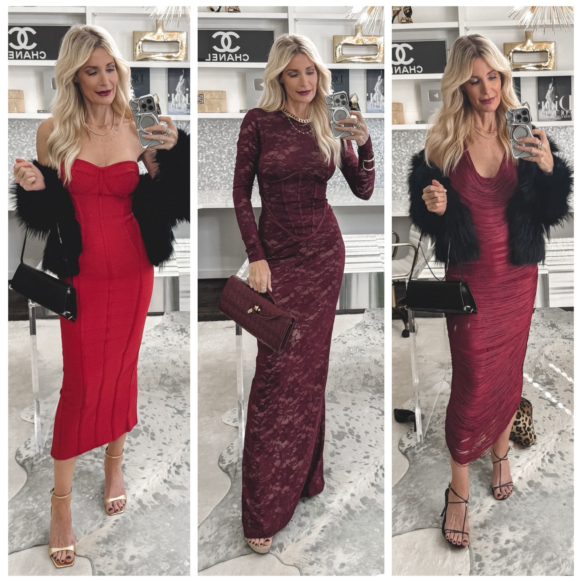 Three fabulous Valentine’s Day dresses — whether you’re headed out with your boyfriend, husband, romantic partner, or your girlfriends ❤️
Because the vibe is FEELING amazing… not who you’re going with.

✨ Dress 1: A red strapless bandeau-style dress with a bandage silhouette. SO flattering. It hugs your curves in all the right places and does an incredible job of smoothing and snatching. Sexy but chic.

✨ Dress 2: A stunning full-length burgundy lace dress, fully lined with a nude lining (so no worries about it being see-through). Elegant, romantic, and absolutely perfect for Valentine’s Day or a winter wedding. That burgundy shade? Chef’s kiss.

✨ Dress 3: A halter-style dress with luxe fringe detailing. The fit is impeccable, it moves beautifully, and it looks way more expensive than it is. Total showstopper.

All three run true to size — I’m wearing an extra small.
And remember: you’re not just wearing clothes to wear clothes… you’re wearing them because of how they make you feel.

These dresses will make you feel confident, beautiful, and like a million bucks — because you are. 💋✨

Which one are you wearing? 💌



#LTKValentine #LTKgrwm #LTKOver40