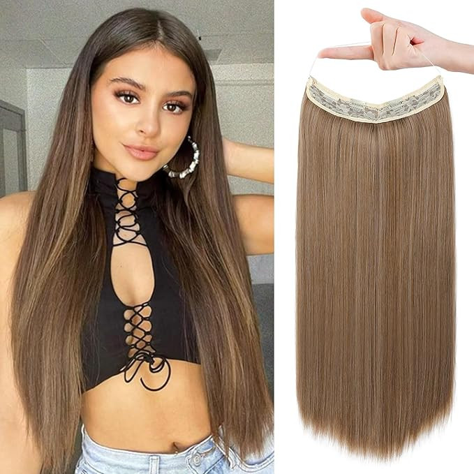 REECHO Invisible Wire Hair Extensions with Transparent Headband Adjustable Size Removable Secure ... | Amazon (US)