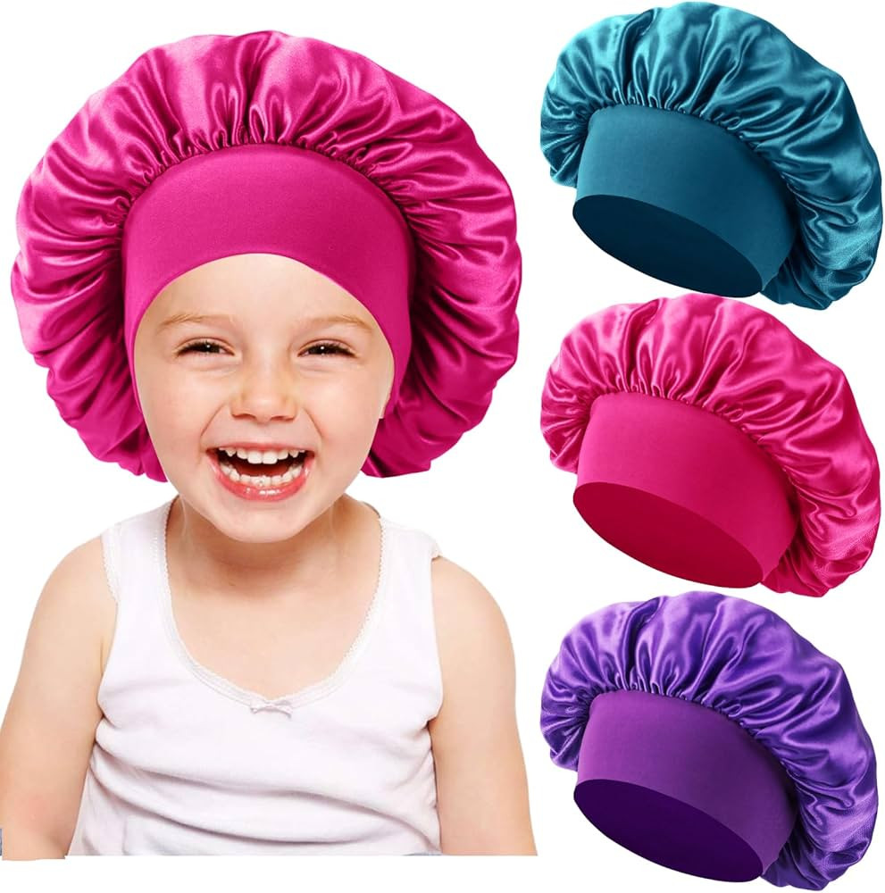 3 PCS Kids Bonnets for Girls,Silk Bonnet for Kid Sleeping,Toddler Bonnet for Boys and Girls | Amazon (US)