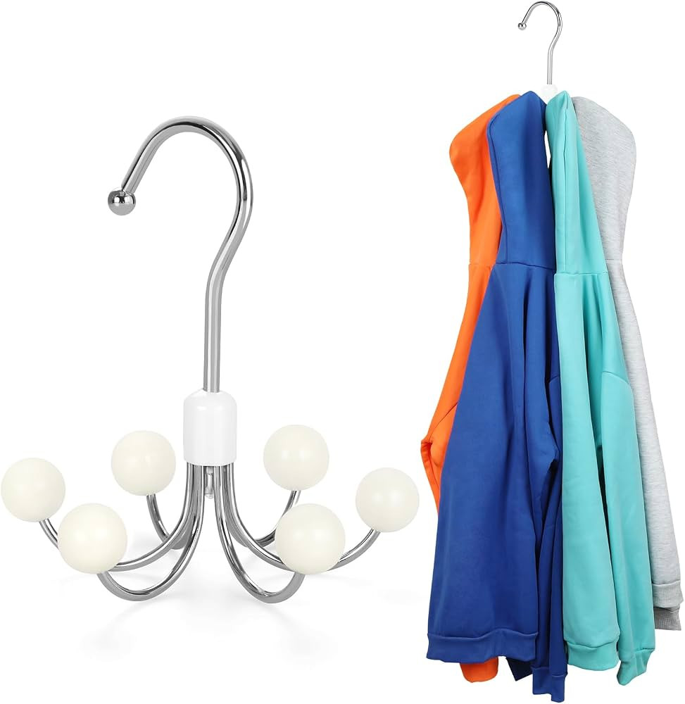 TOPIA HANGER Hoodie Hangers with 6 Wood Balls, 360\u00b0Swivel Purse Hanger, Scarf Hanger, Closet... | Amazon (US)