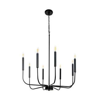 BELLADONNA Louis 8-Light Black Candlestick Chandelier-11024328BLK - The Home Depot | The Home Depot