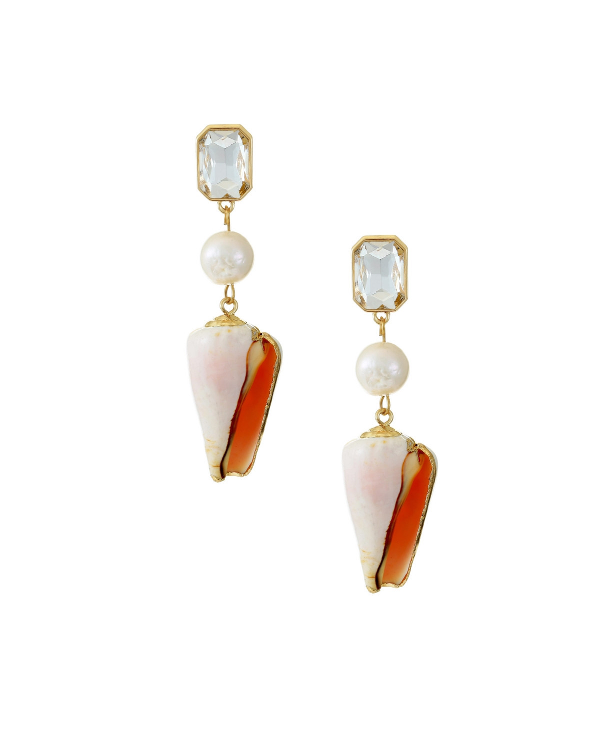 Ettika Golden Rimmed Shell 18K Gold Plated Dangle Earrings - Gold | Macy's