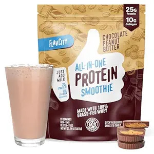 FlavCity Protein Powder Smoothie, Chocolate Peanut Butter - 100% Grass-Fed Whey Protein Smoothie ... | Amazon (US)