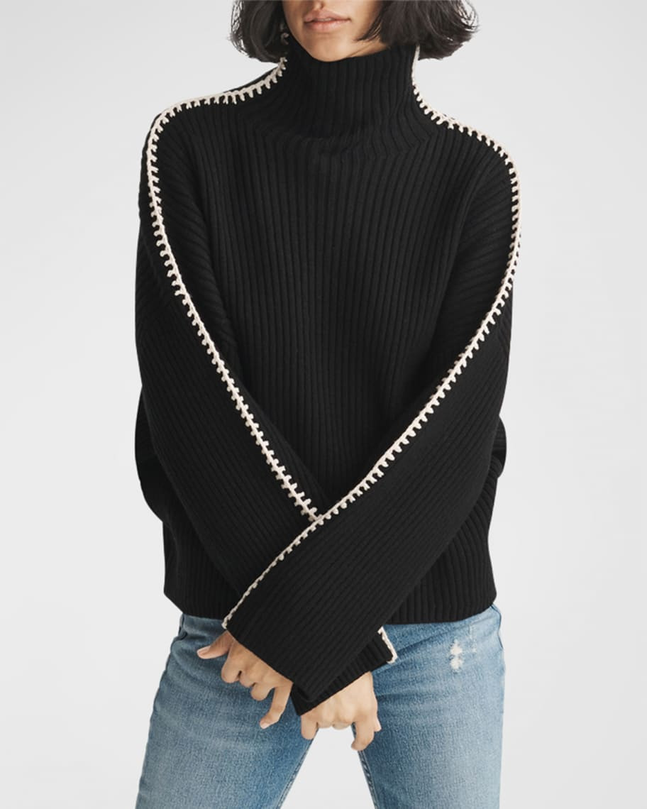 Rag & Bone Ingrid Oversized Ribbed Turtleneck Sweater | Neiman Marcus