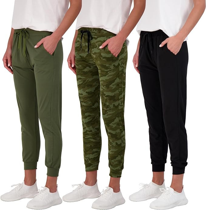 Real Essentials 3 Pack: Women's Ultra-Soft Lounge Joggers Athletic Yoga Pants with Pockets (Avail... | Amazon (US)